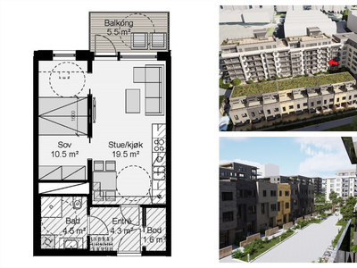 Ny 2-roms i 3. etasje med høy standard og attraktiv beliggenhet. Nordvestvendt balkong på 5,5 m². Ferdig 15. mai 2024