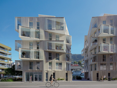 Unik 3-roms hjørneleilighet på bryggekanten langs Puddefjorden. Egen balkong og privat takterrasse følger boligen!