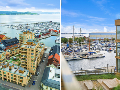 Bo flott på bryggekanten i Holmestrand med fantastisk sjøutsikt - moderne ny leilighet med takterrasse