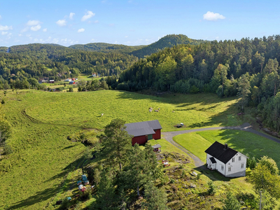 Idyllisk småbruk på 81 mål med enebolig, låve og lekestue.