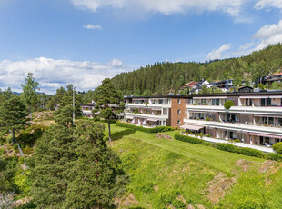 Flott utsiktsleilighet i naturskjønne omgivelser m/terrasse, garasje og heis. Gasspeis. Fantastiske solforhold. 4 boder.