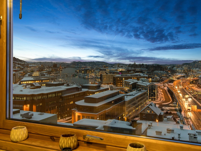 Herlig 4(5) roms topp/hjørneleilighet - Nydelig utsikt og stor vinterhage, 14 kvm - Felles takterrasse - Bybane like ved