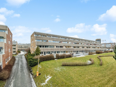 Innholdsrik og familievennlig leilighet over 2 plan med hageflekk og terrasse. 3 soverom. P-kjeller.