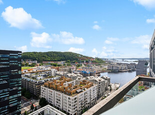 Unik 2-roms toppleilighet m/balkong i 18.etasje - Fantastisk utsikt mot Oslofjorden - Stor felles takterrasse - Må ses!