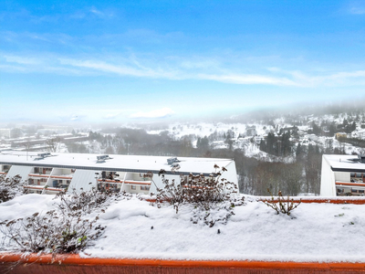 Innholdsrik 5-roms toppleilighet over to plan -To romslige terrasse m/fantastisk utsikt -To baderom -Garasje -Elbillader