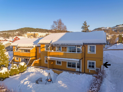 Velholdt og praktisk 4-roms leilighet på bakkeplan. Carport, terrasseplatting og god bodplass